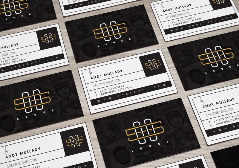 500 Perspective Business Cards MockUp — 500 Maze Logo
