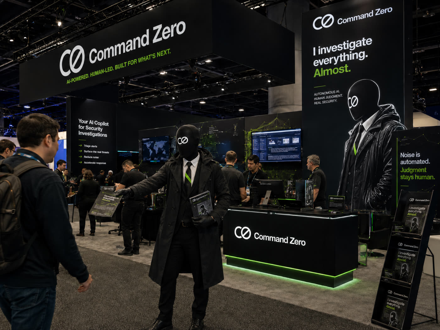 Agent Zero costumed actor at the event booth