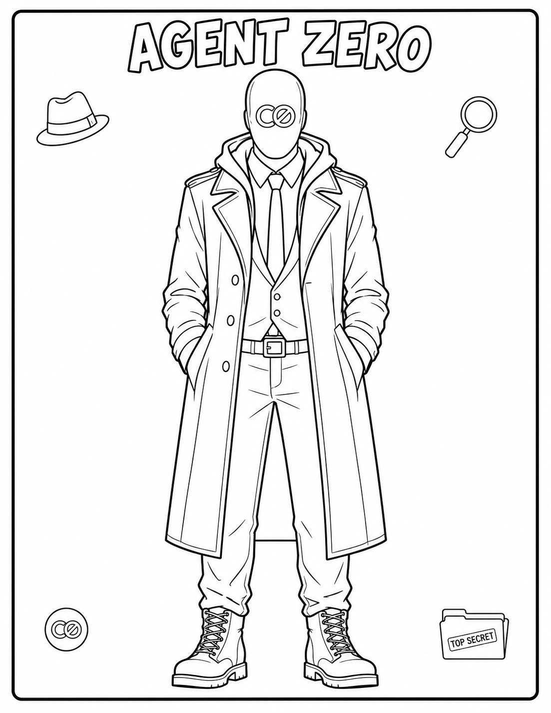 Agent Zero coloring book page