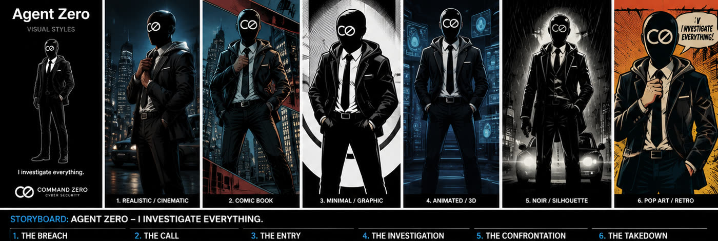 Agent Zero — visual style explorations