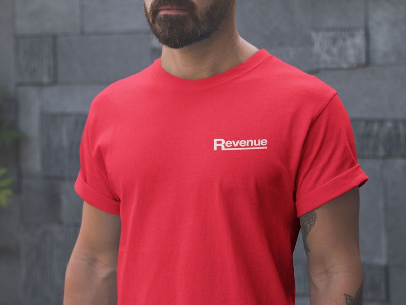 closeup t shirt mockup being worn by a man with tattoos and a beard a20900 — Swag