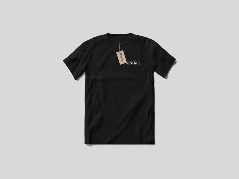 3T Shirt With Tag Mockup — Revenue Logo 3