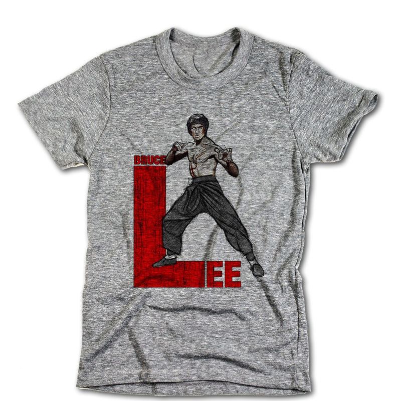 Bruce Lee Sketch on Men's Grey Shirt — Bruce Lee