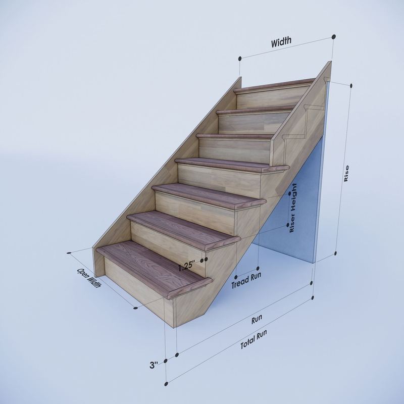 Stair LeftHalfOpen Lines — 3D Images