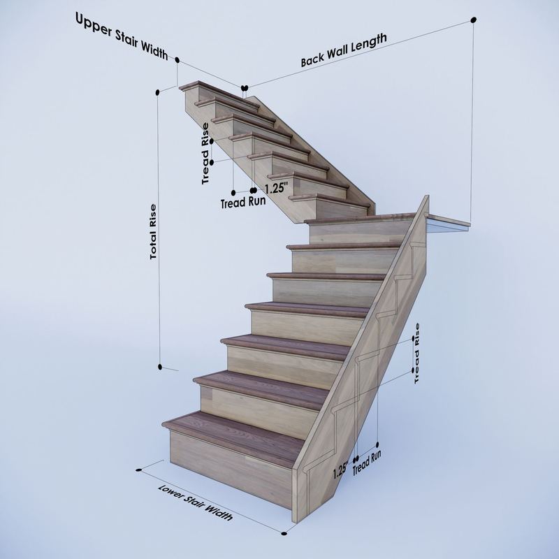 Stair Left L Shaped Lines — 3D Images