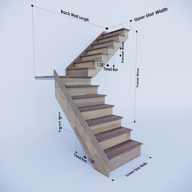 Stair Right L Shaped Lines — 3D Images
