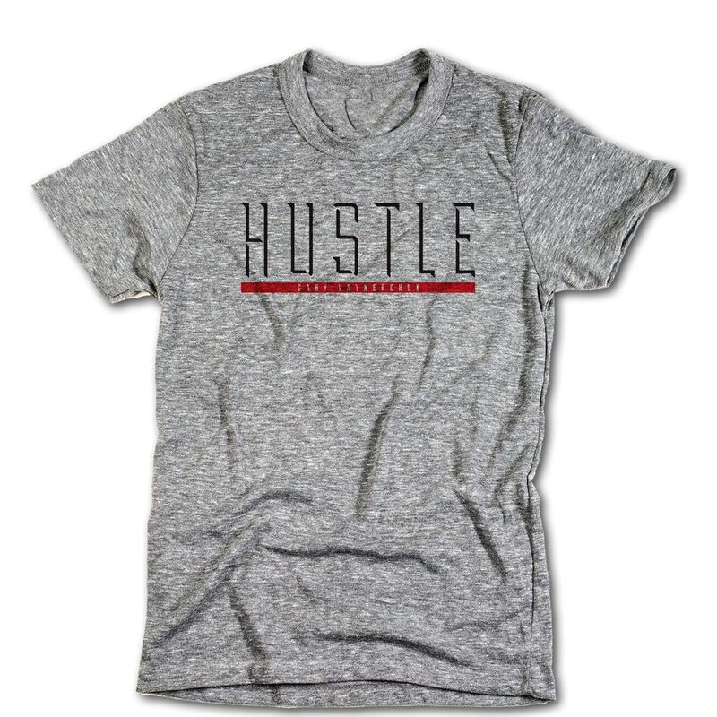 Hustle red stripe on grey shirt — Gary Vaynerchuk