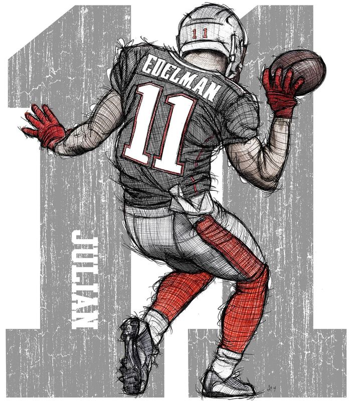 Julian Edelman RED SOCKS — Misc. NFL Unorganized Designs Pictures Images