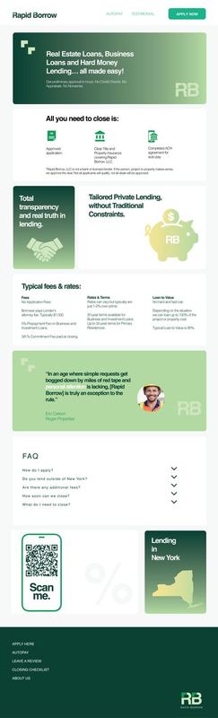 Rapid Borrow wireframe full design — Rapid Borrow Website