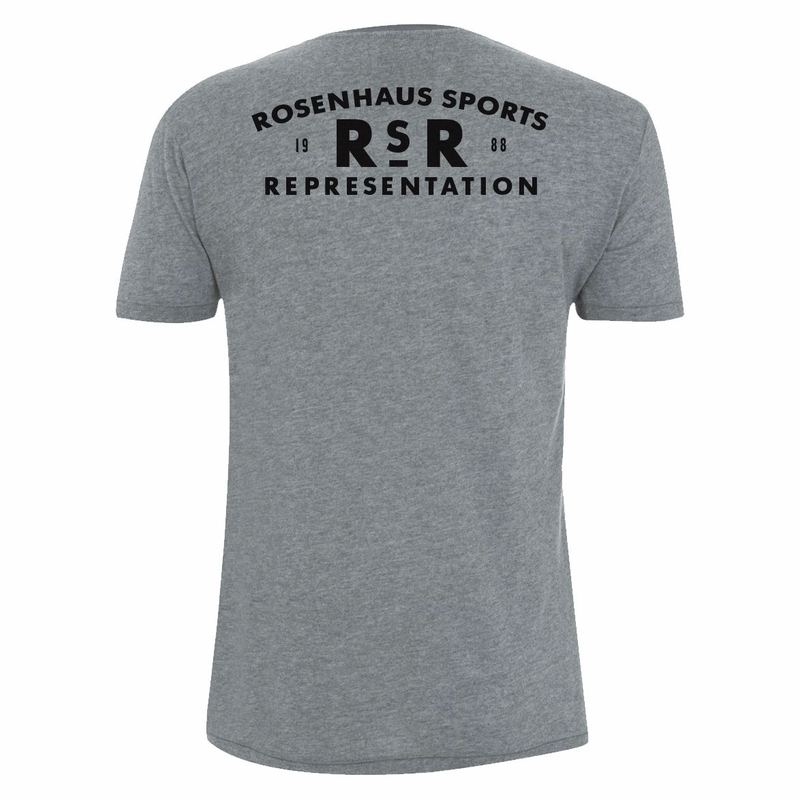 rsr on back of Men's Grey & White SHIRTS — RSR MOCKUPS