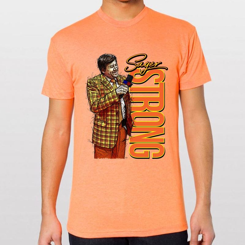 sagerstrong Sager Strong on AA Uni Poly Cotton Orange — Craig Sager