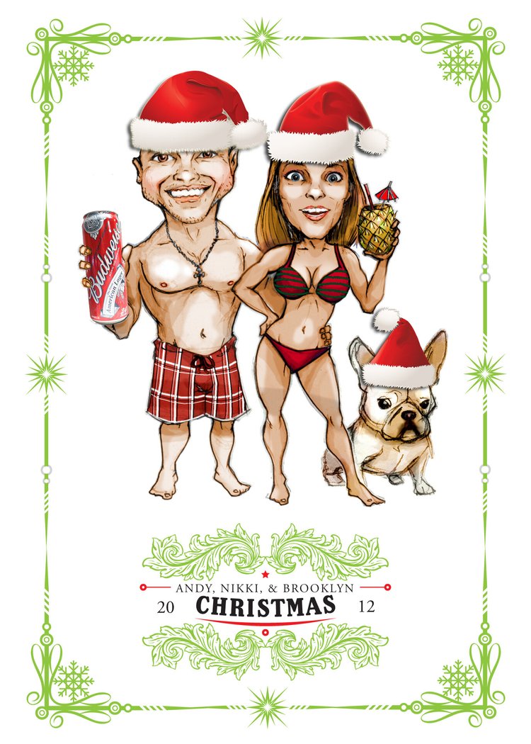Andy Nikki Brooklyn Caricature Christmas 2